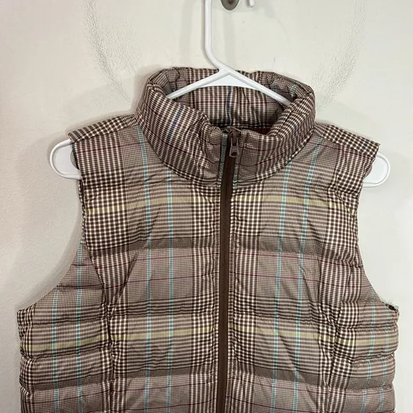Lands' End Down Puffer Vest in Alabaster Glen Plaid size M ( 10 - 12 )