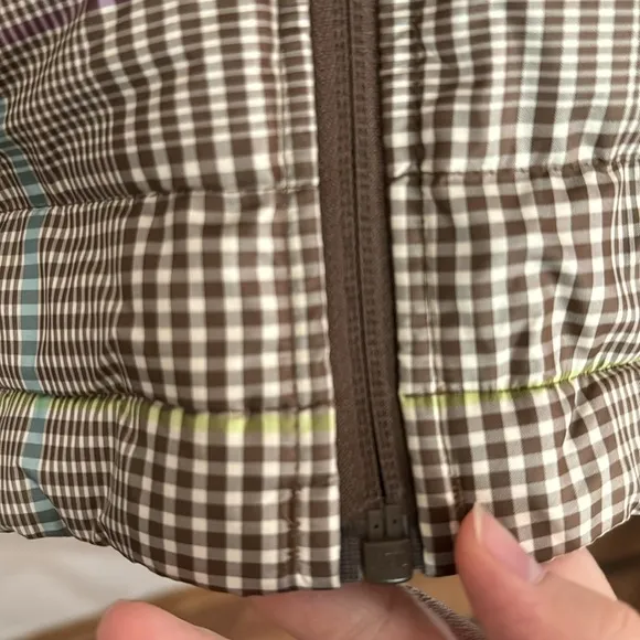 Lands' End Down Puffer Vest in Alabaster Glen Plaid size M ( 10 - 12 )