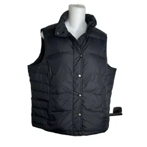 Lands End Goose Down Puffer Vest Insulated Snap Buttons Black sz L 14- 16