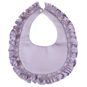 Lavender English Smocked Ruffled Bib