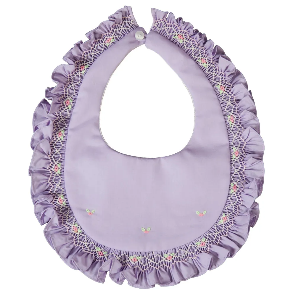 Lavender English Smocked Ruffled Bib