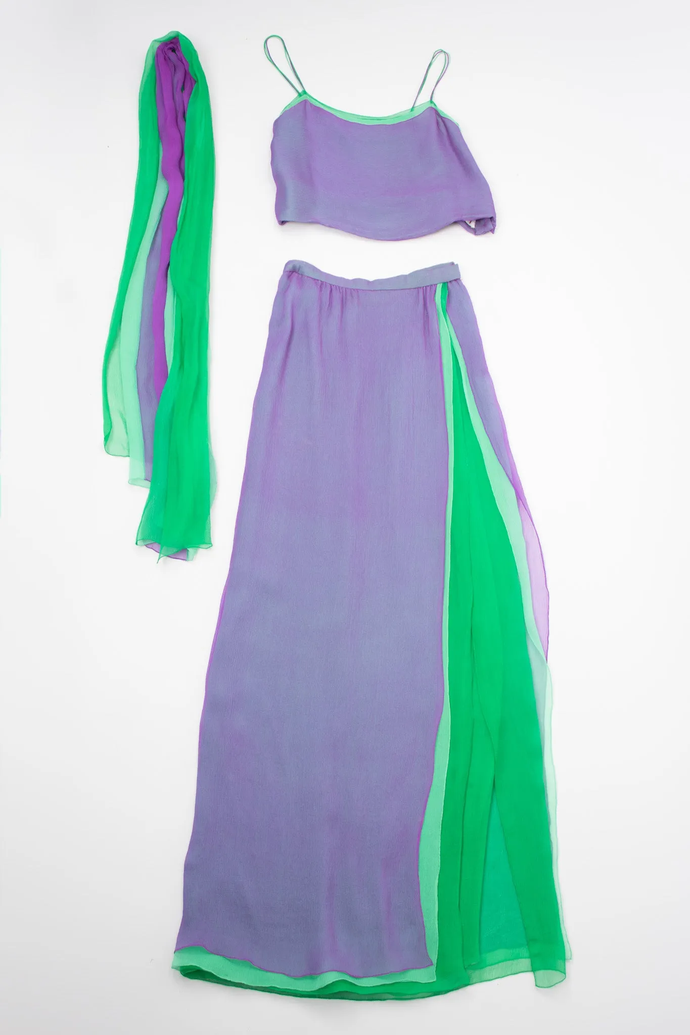 Layered Chiffon Top & Skirt Set