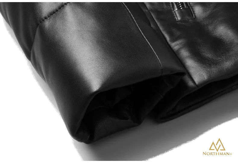 Leather Puffer Jacket for men