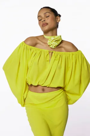 Lemon Sheer Flow Blouse