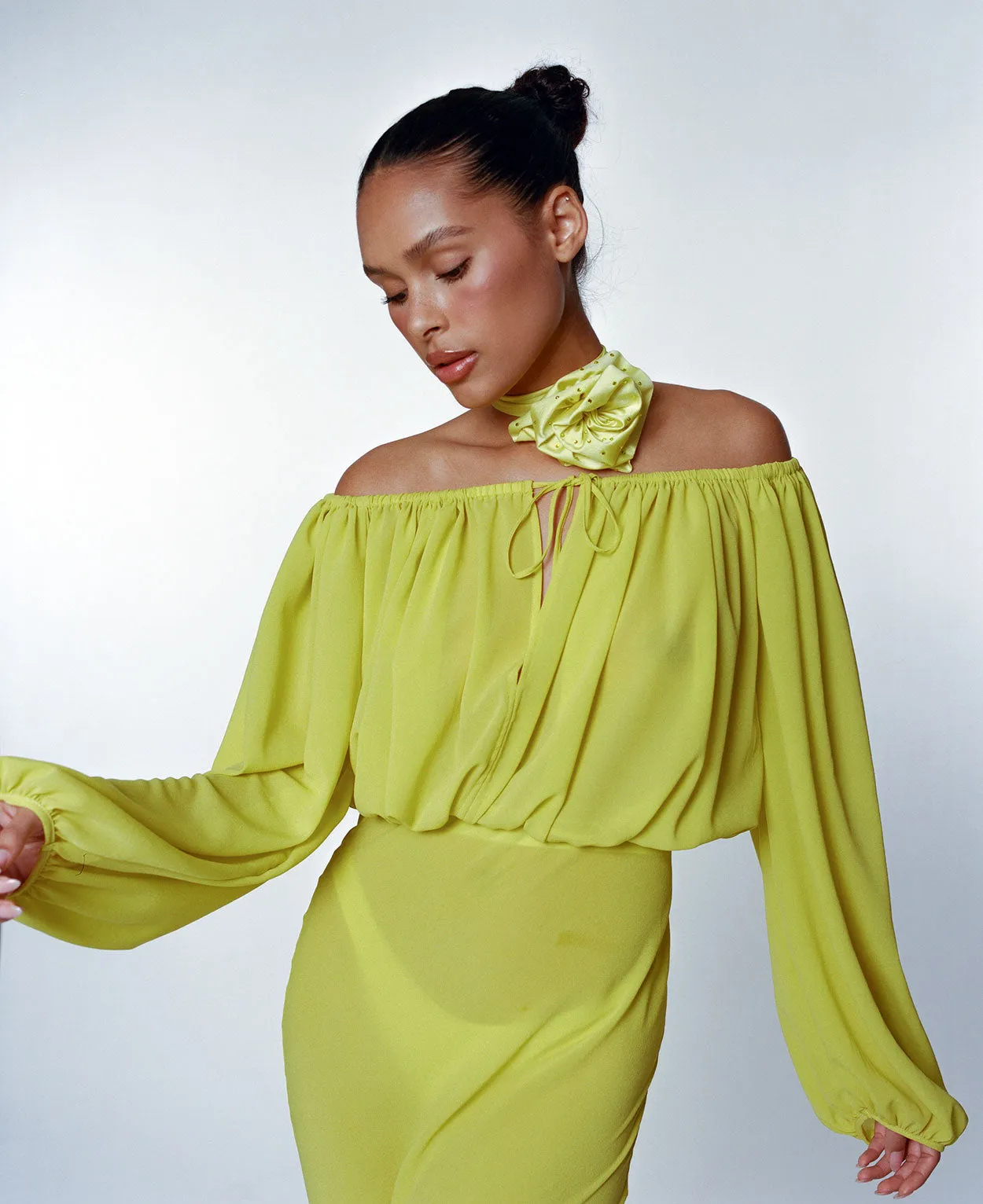 Lemon Sheer Flow Blouse