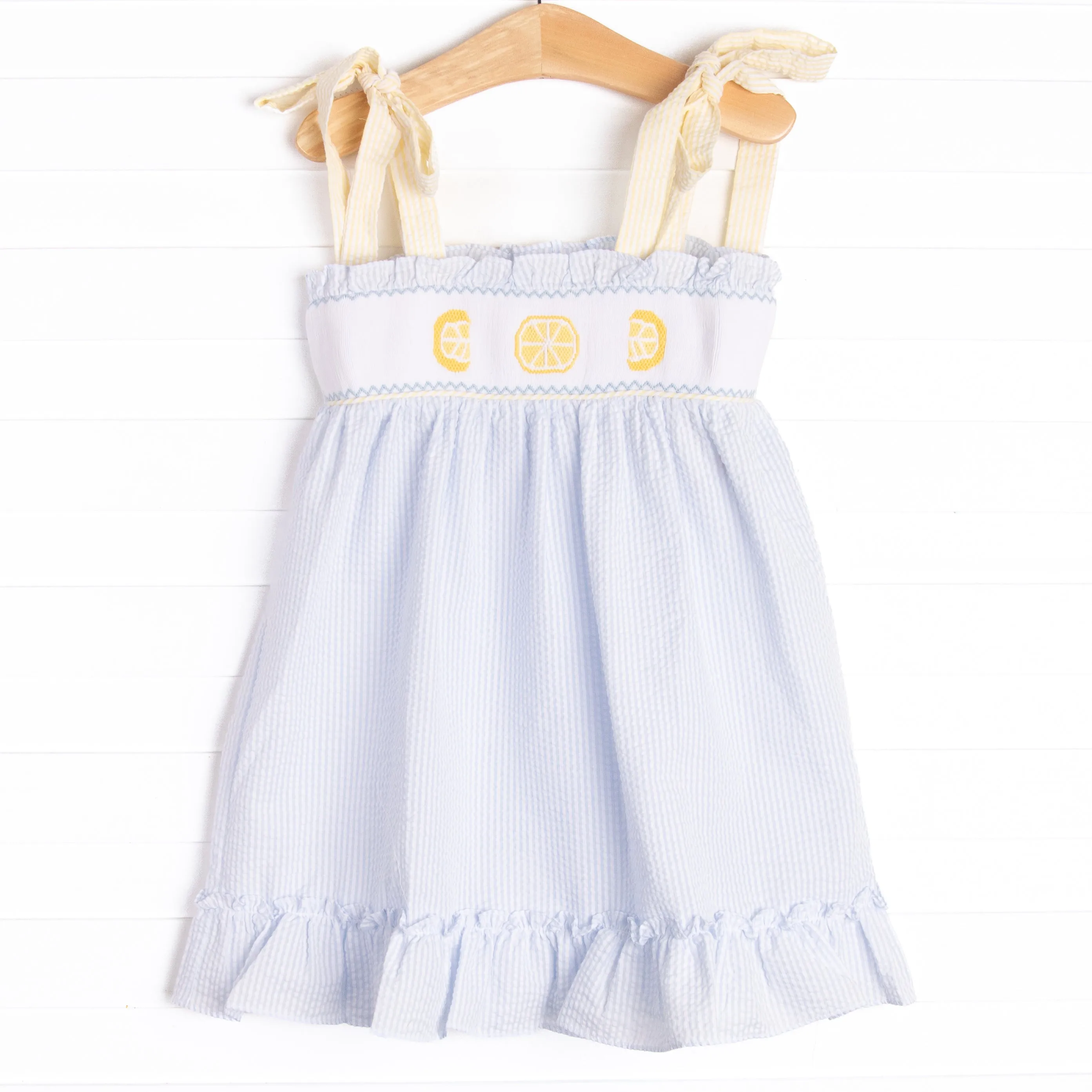 Lemon Slice Smocked Dress, Blue