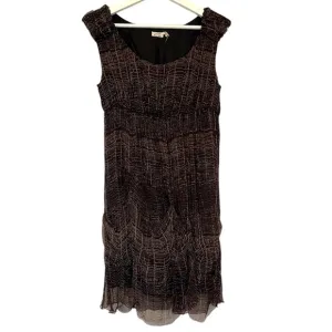 LEON MAX | Limited Edition Silk Sleeveless Brown Midi Dress Size S