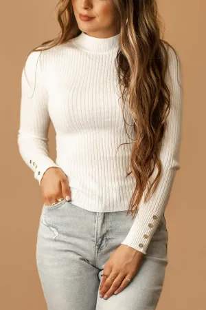 Let Me Down Ribbed Long Sleeve Top (White) | SIZE SMALL FINAL SALE