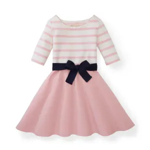 Lightweight Blocked Skater Dress - Light Pink