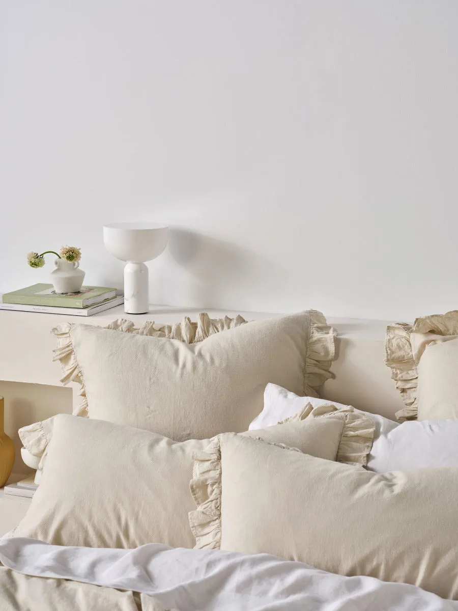 LINEN HOUSE VINTAGE RUFFLE NATURAL QUILT COVER SET