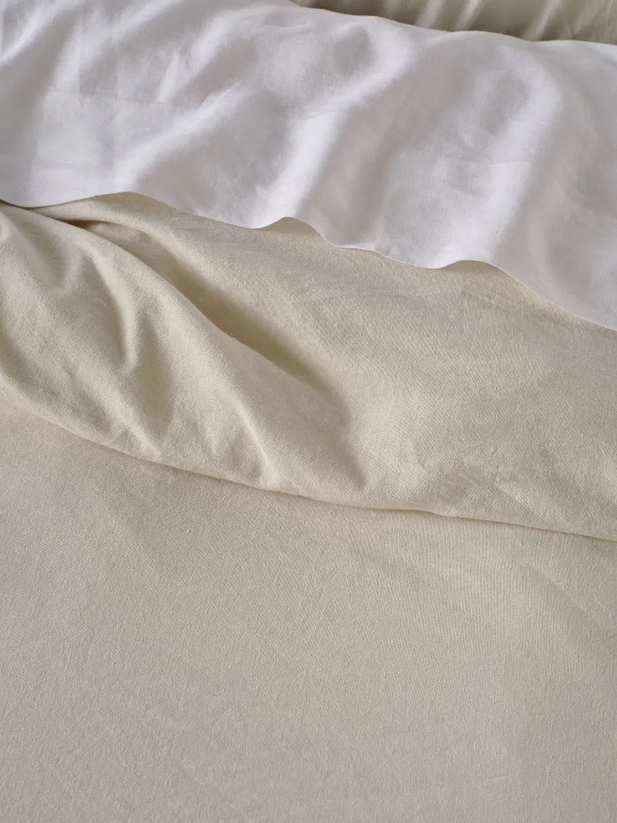 LINEN HOUSE VINTAGE RUFFLE NATURAL QUILT COVER SET