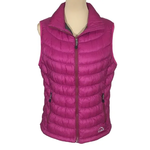 L.L. Bean | Downtek Stowaway Magenta Down Vest, Women's Small (Regular)