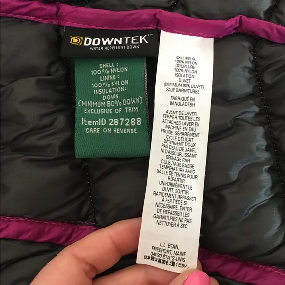 L.L. Bean | Downtek Stowaway Magenta Down Vest, Women's Small (Regular)