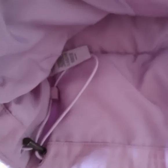 LOFT Petite Shearling Collar Puffer Jacket in Sheer Violet Zip Up Size S NWT