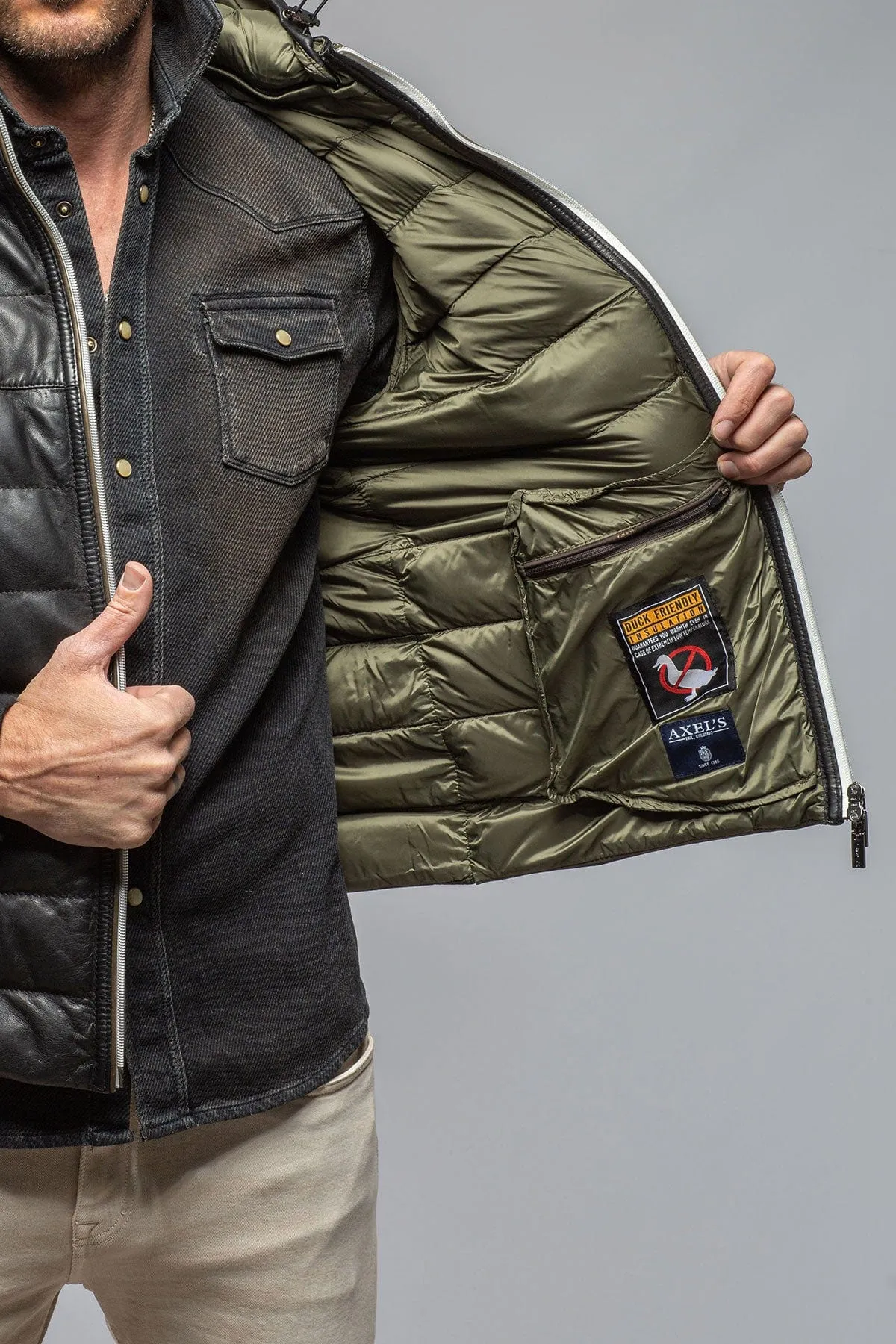 Loki Leather Puffer Jacket In Black