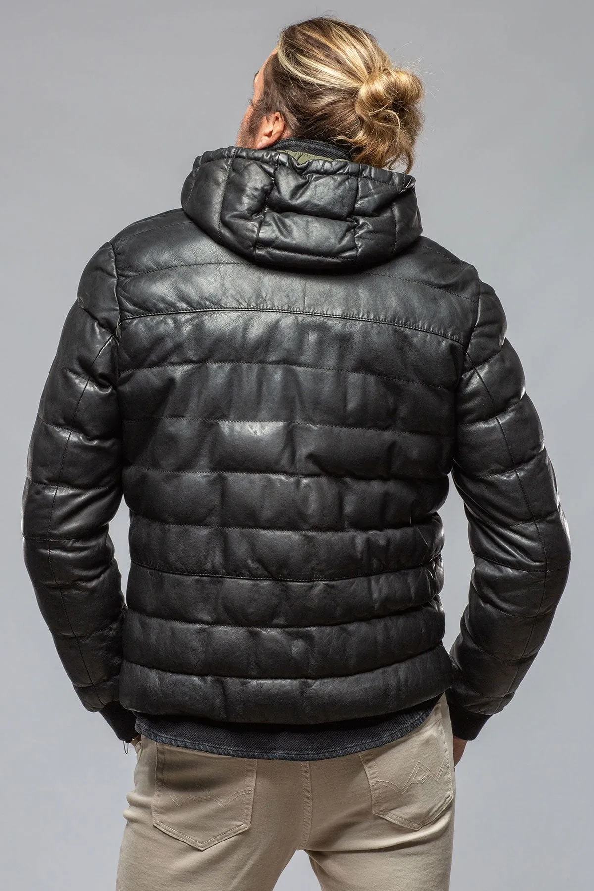 Loki Leather Puffer Jacket In Black
