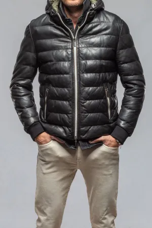 Loki Leather Puffer Jacket In Black