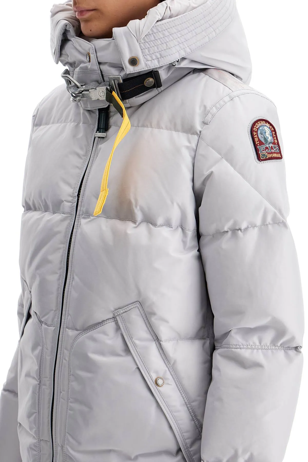 long bear hooded down jacket