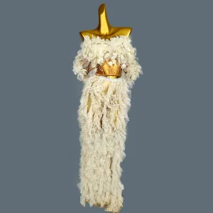 Long Elegant White Flower Banquet Dress