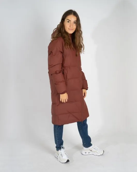 Long Puffer Jacket - Maroon