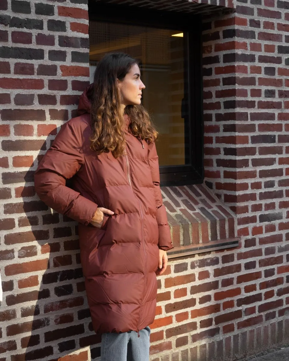 Long Puffer Jacket - Maroon
