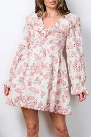 Long Sleeve Ruffled Floral Dress