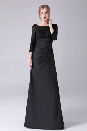 Long sleeves jewel ankle-length backless lace mermaid mother's dress