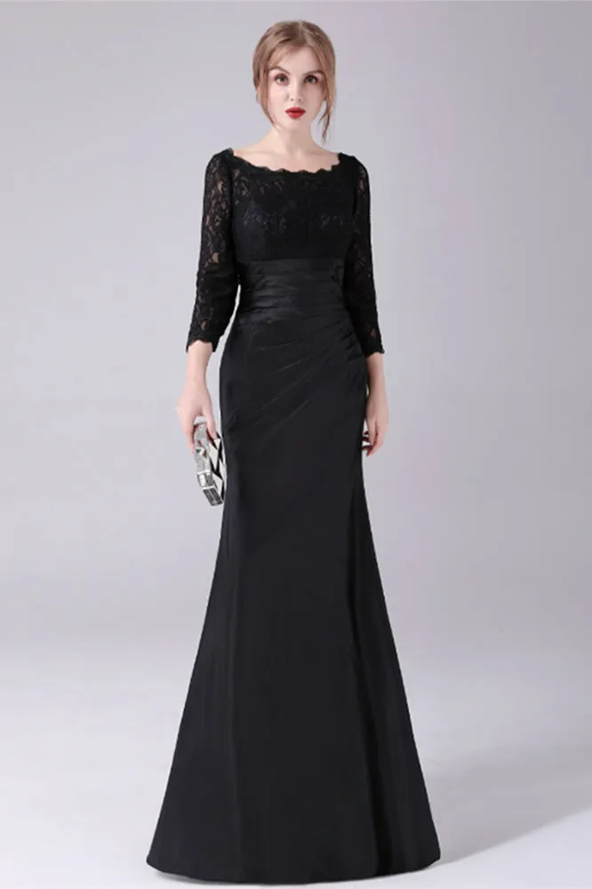 Long sleeves jewel ankle-length backless lace mermaid mother's dress