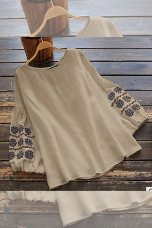 Loose Lantern Sleeve Printed Shirt