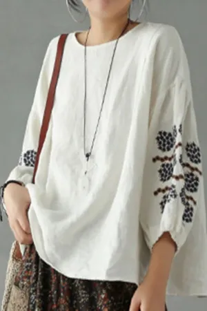 Loose Lantern Sleeve Printed Shirt