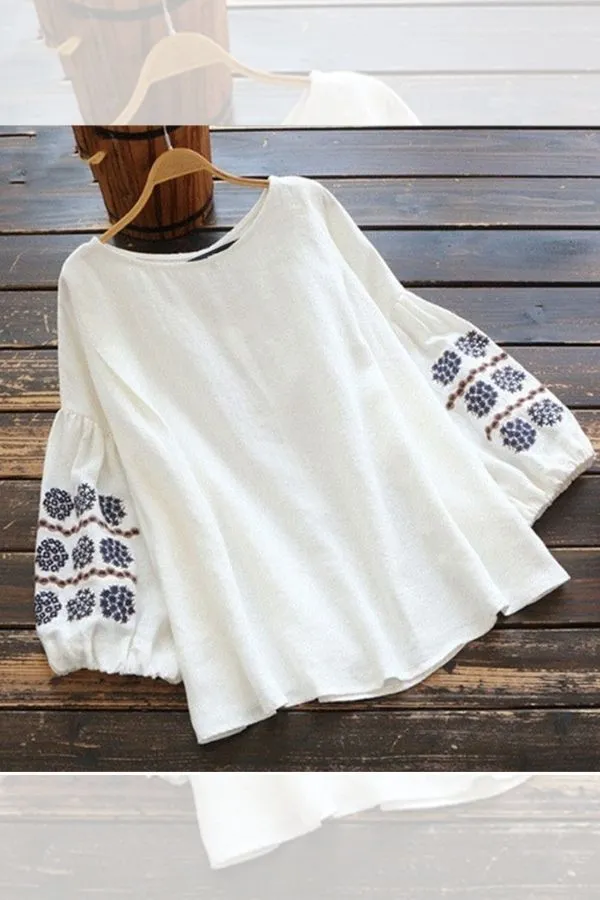 Loose Lantern Sleeve Printed Shirt