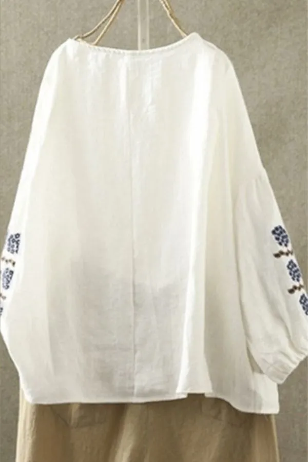Loose Lantern Sleeve Printed Shirt