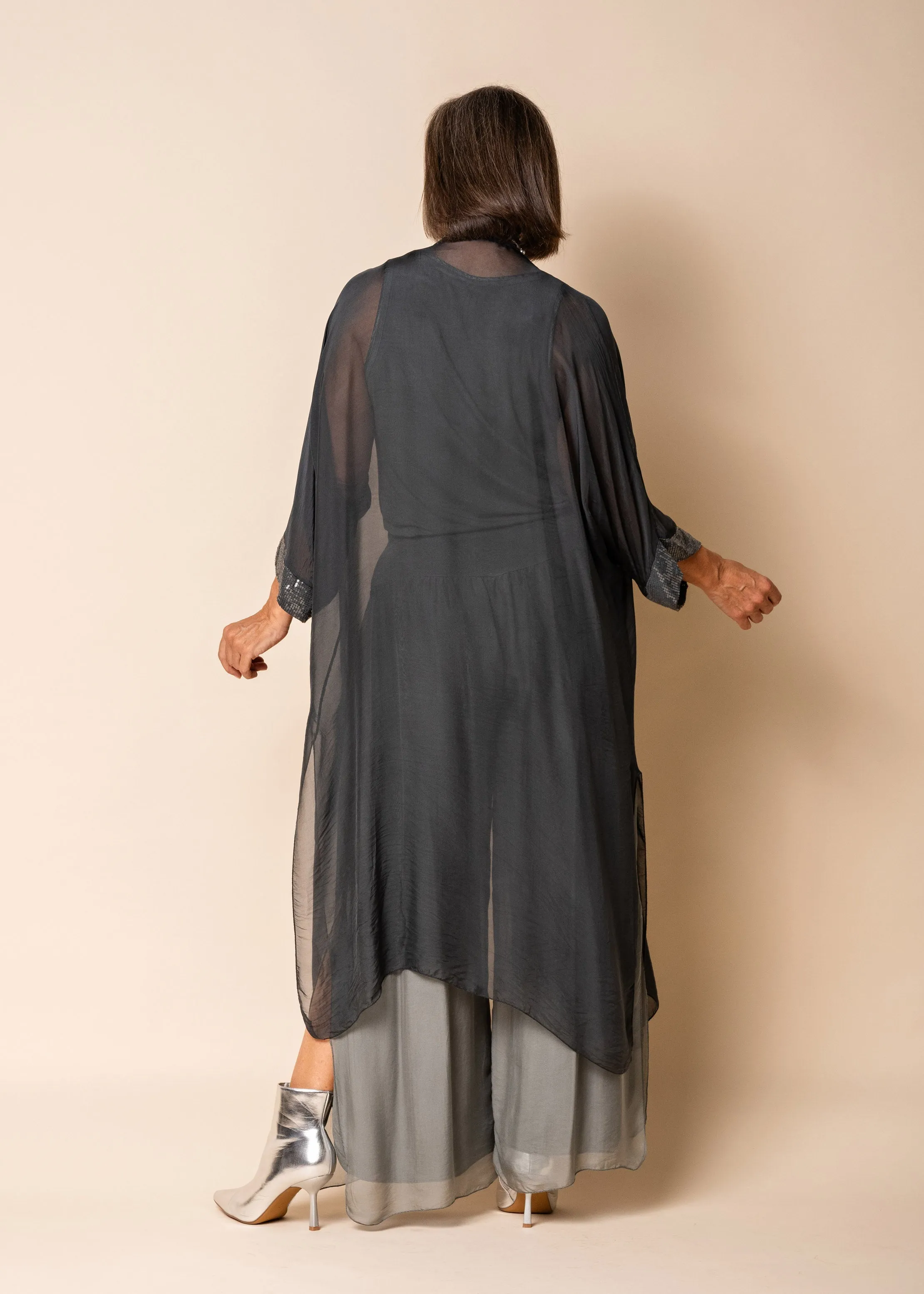 Loreta Silk Jacket in Granite