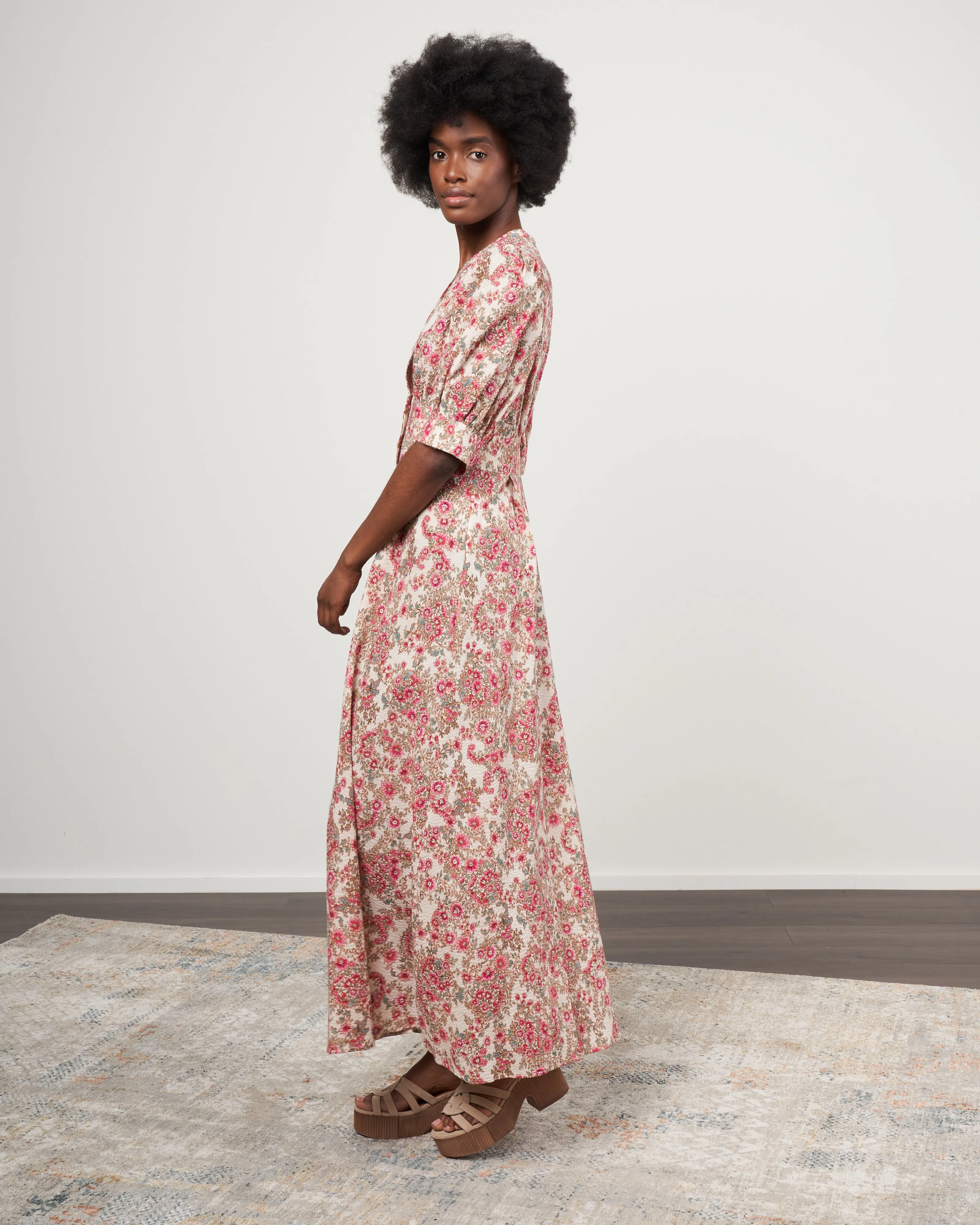 louisiana dress - beige/rosa/verde 5047