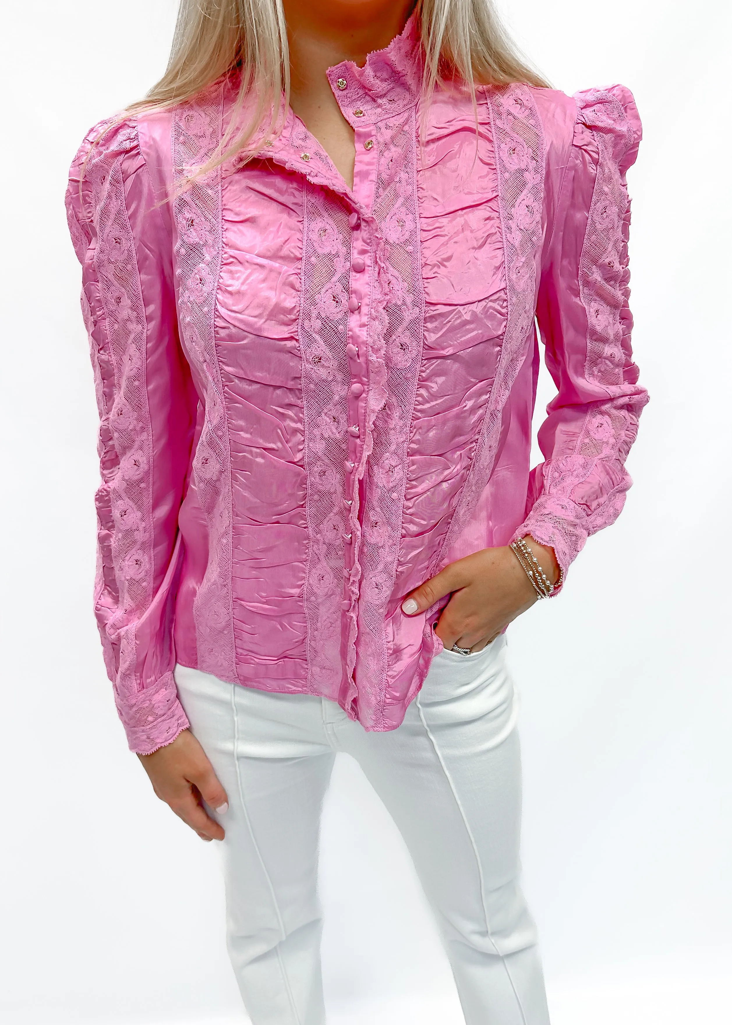 Love Shack Fancy Jacque Top - Tulip Pink