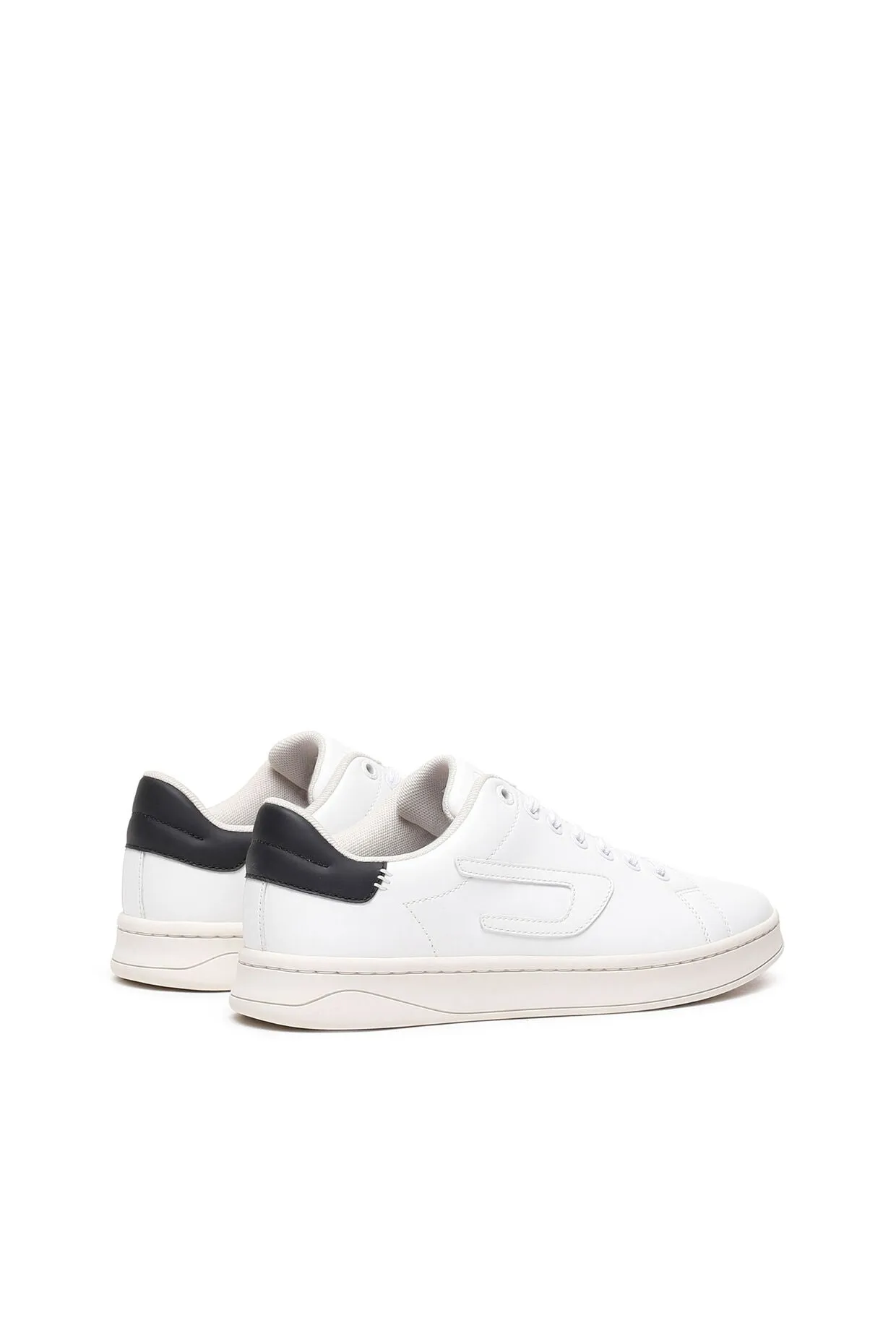 Low-Top Leather Sneakers with D Patch White/Black