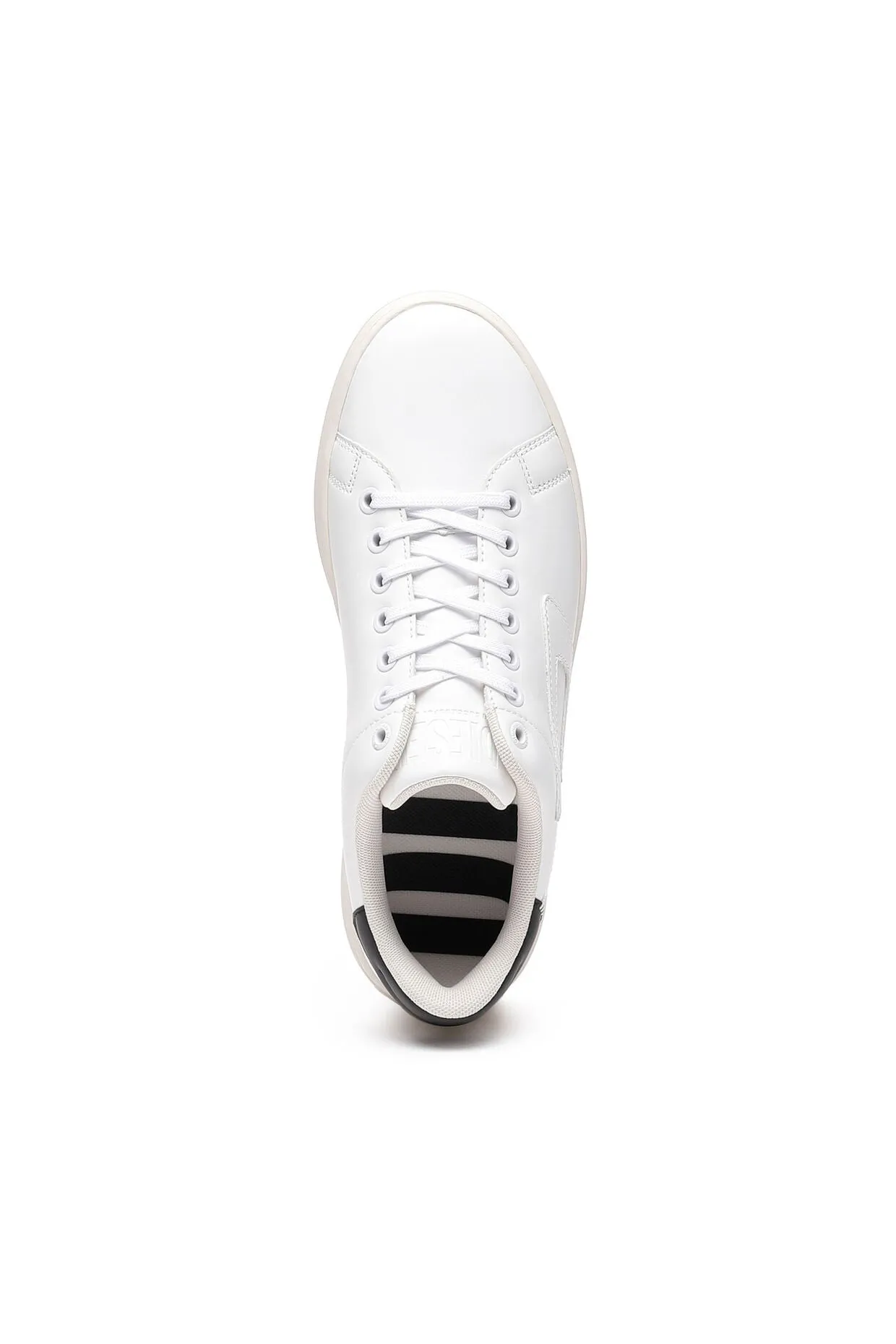 Low-Top Leather Sneakers with D Patch White/Black