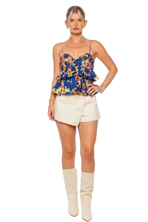 Lucia Beaded Sweetheart Ruffled Top