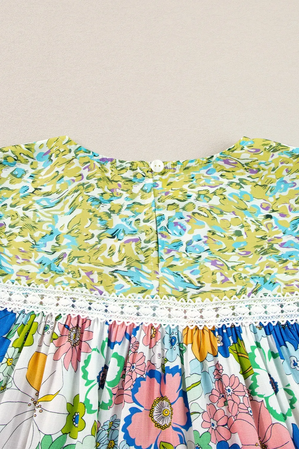 Lydia Printed Round Neck Puff Sleeve Blouse