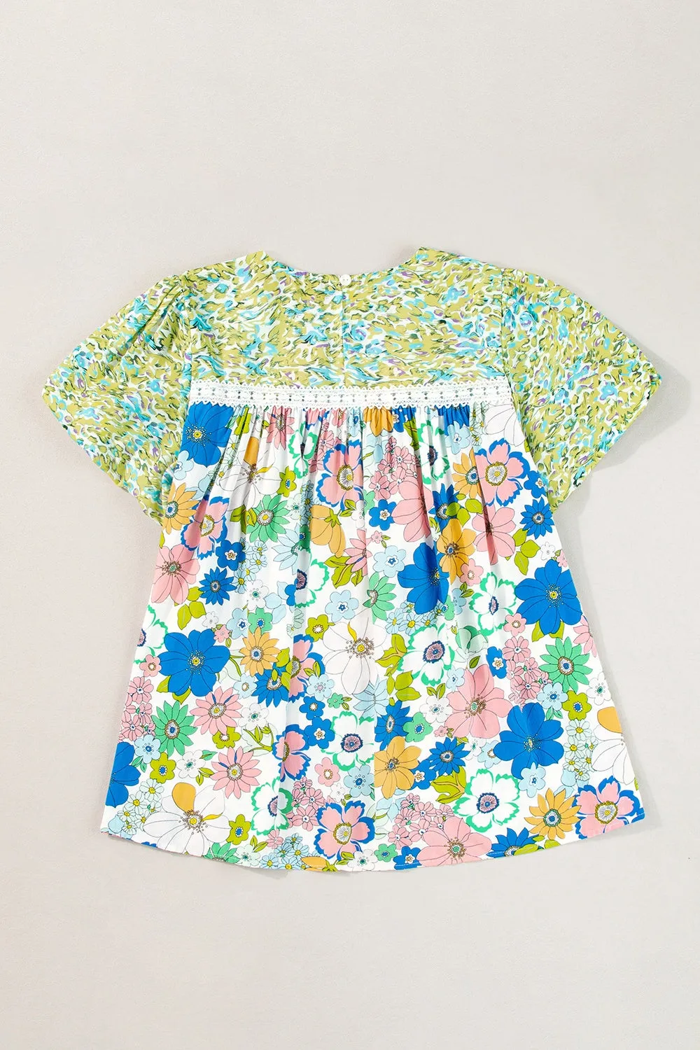 Lydia Printed Round Neck Puff Sleeve Blouse