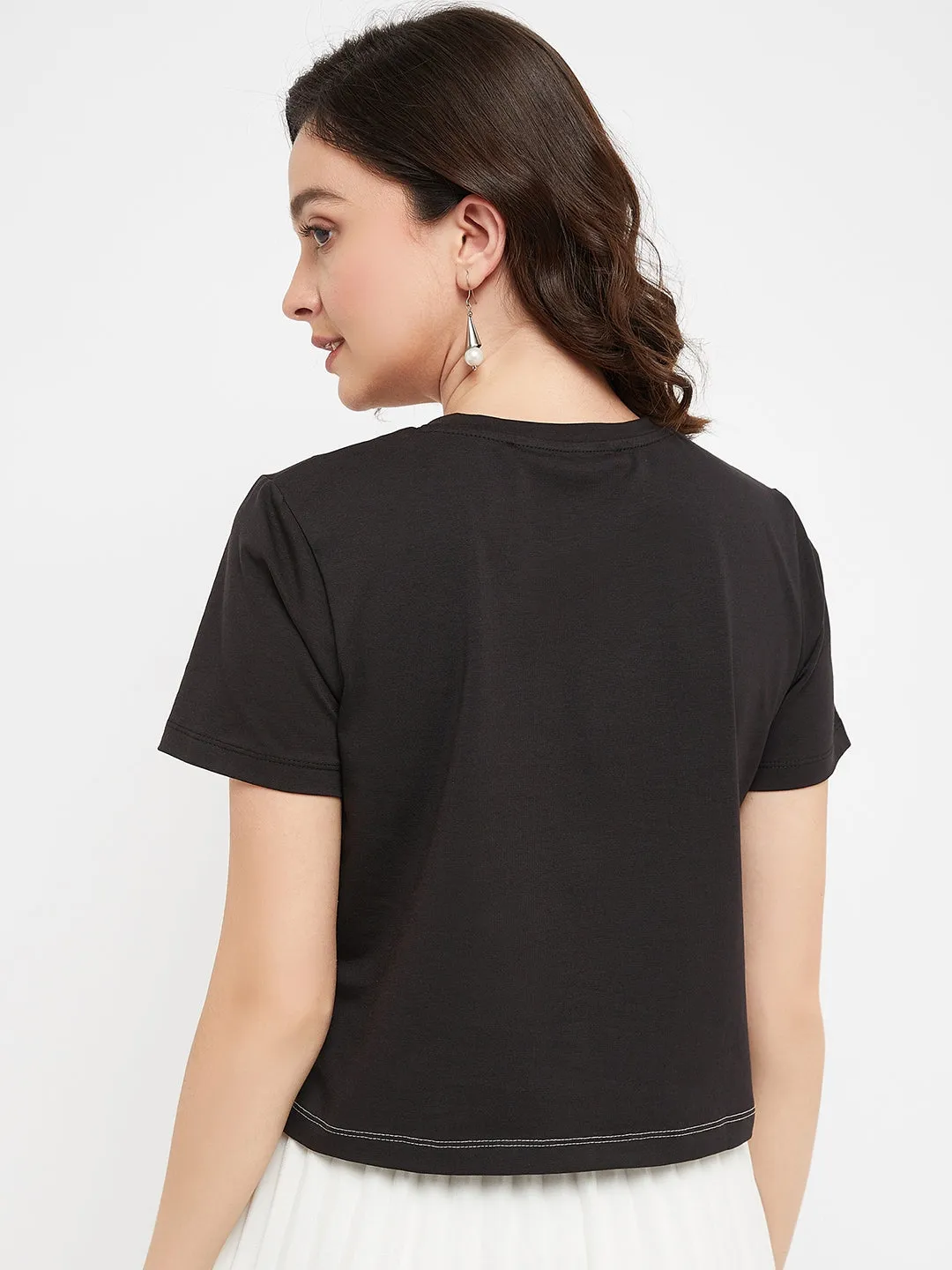 Madame Black Typography Cotton Top