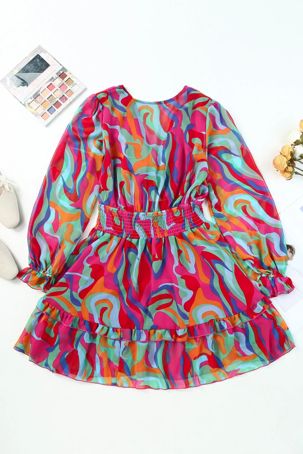 Madison Printed Flounce Sleeve Mini Dress