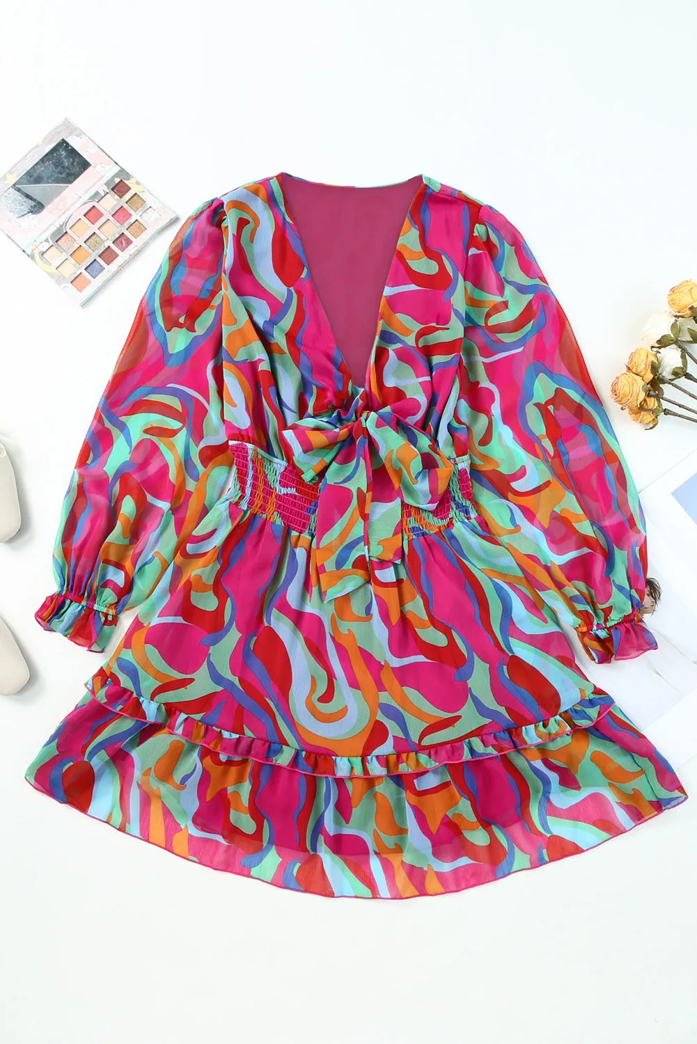 Madison Printed Flounce Sleeve Mini Dress
