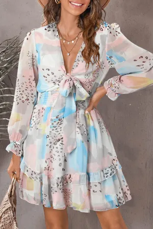 Madison Printed Flounce Sleeve Mini Dress