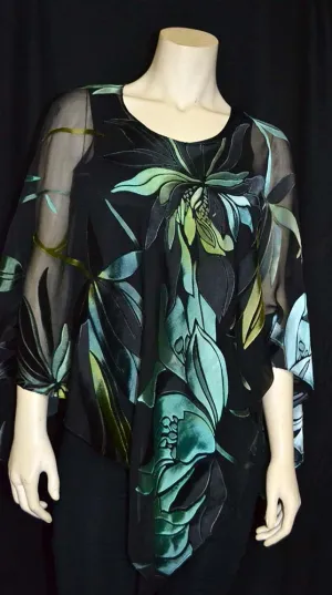 Magnolia Black Devore Poncho