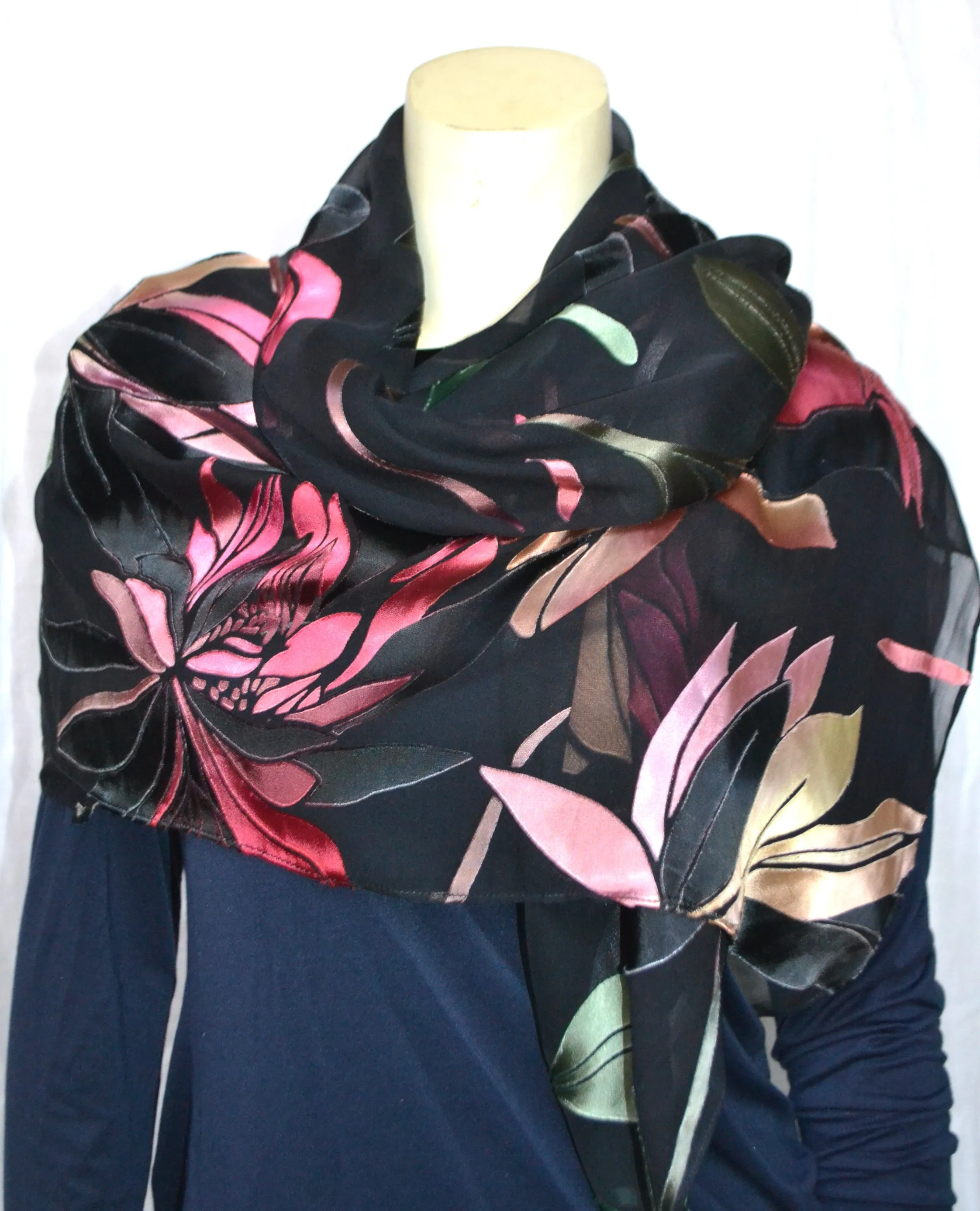 Magnolia Black Devore Poncho