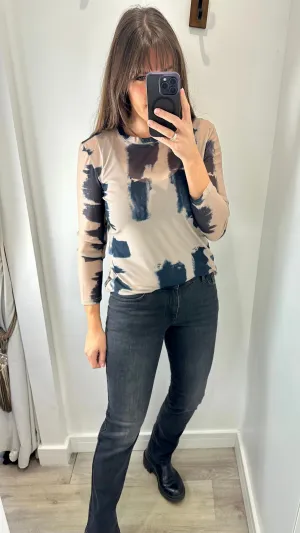 MARBLE PRINTED SHEER TOP