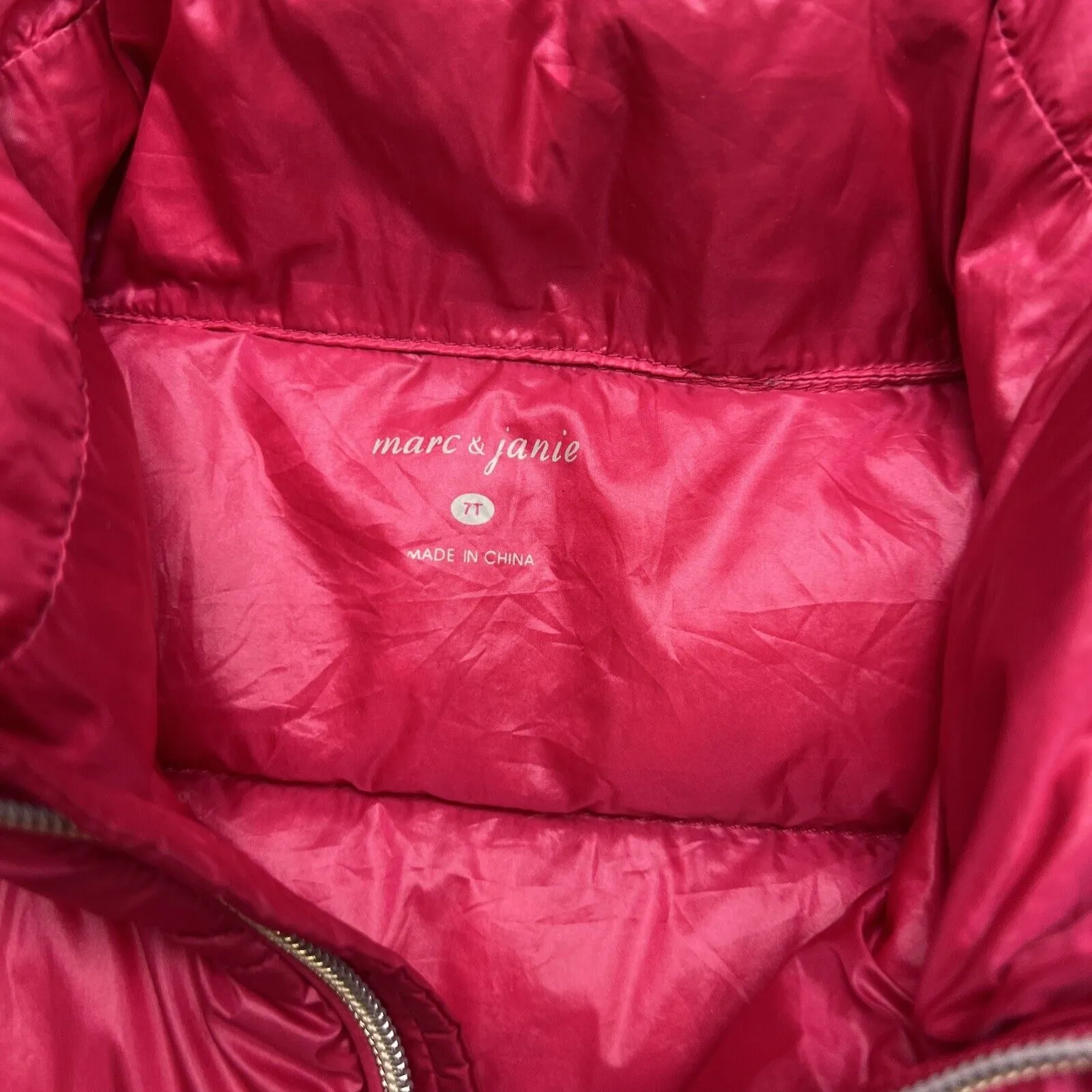 Marc & Janie Girls Pink Duck Down Puffer Jacket Size 7T