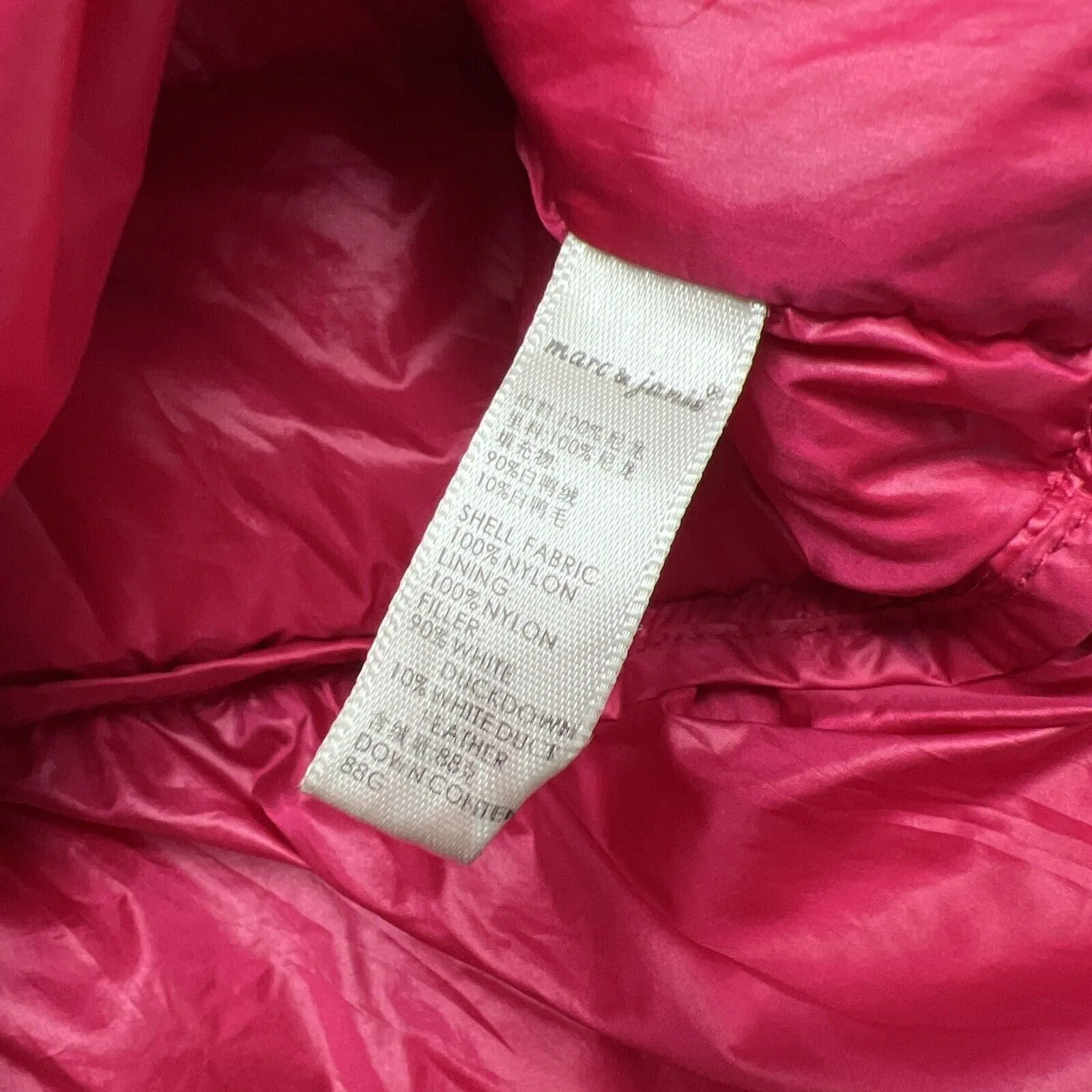 Marc & Janie Girls Pink Duck Down Puffer Jacket Size 7T