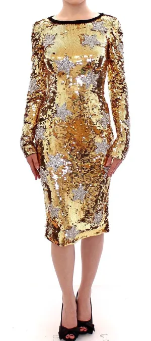Masterpiece gold sequined clear crystal swarovski stars dress